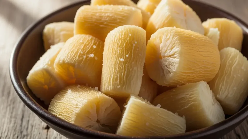 Mandioca e Tapioca - Mandioca cozida e resfriada para maximizar o amido resistente, um prebiótico excelente para a saúde intestinal.