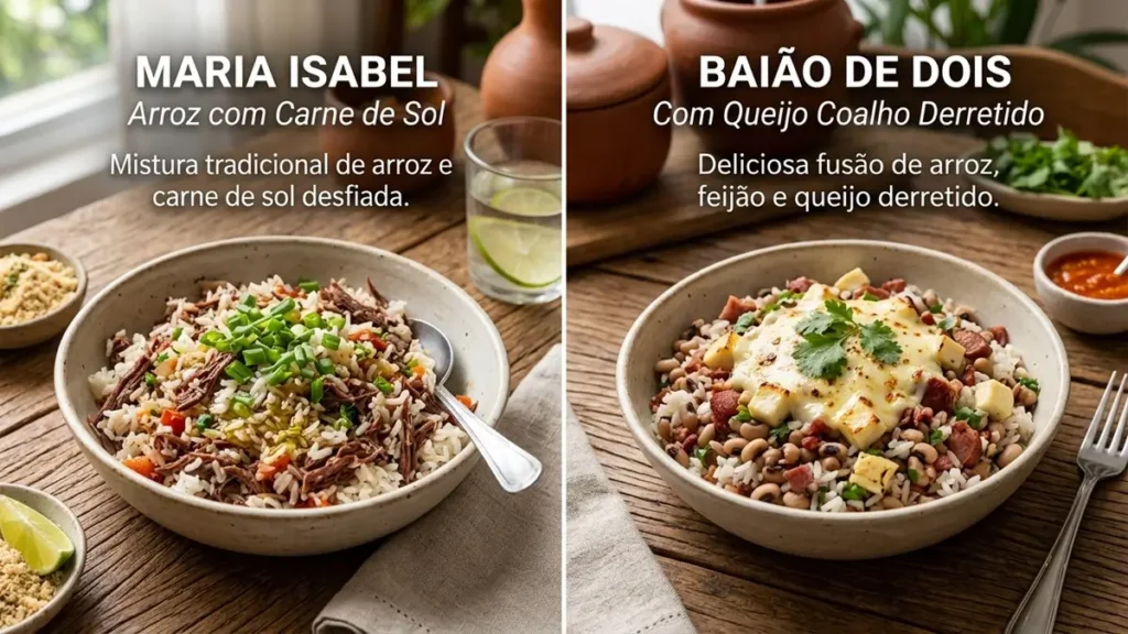Maria Isabel do Piauí: A Receita e Suas Primas Nordestinas 2 Comparação entre Maria Isabel e baião de dois, pratos nordestinos