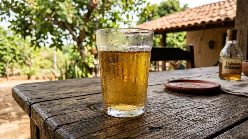 Tudo Sobre o Caju: da Cajuína às Receitas que Você Precisa Conhecer 2 Copo de cajuína gelada tradicional do Ceará